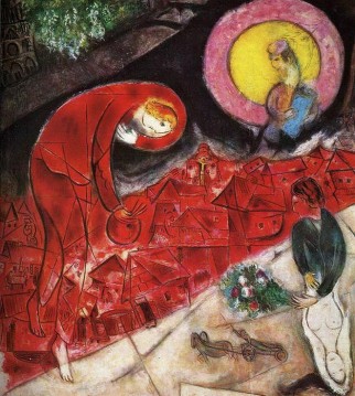  red - Red Roofs Zeitgenosse Marc Chagall